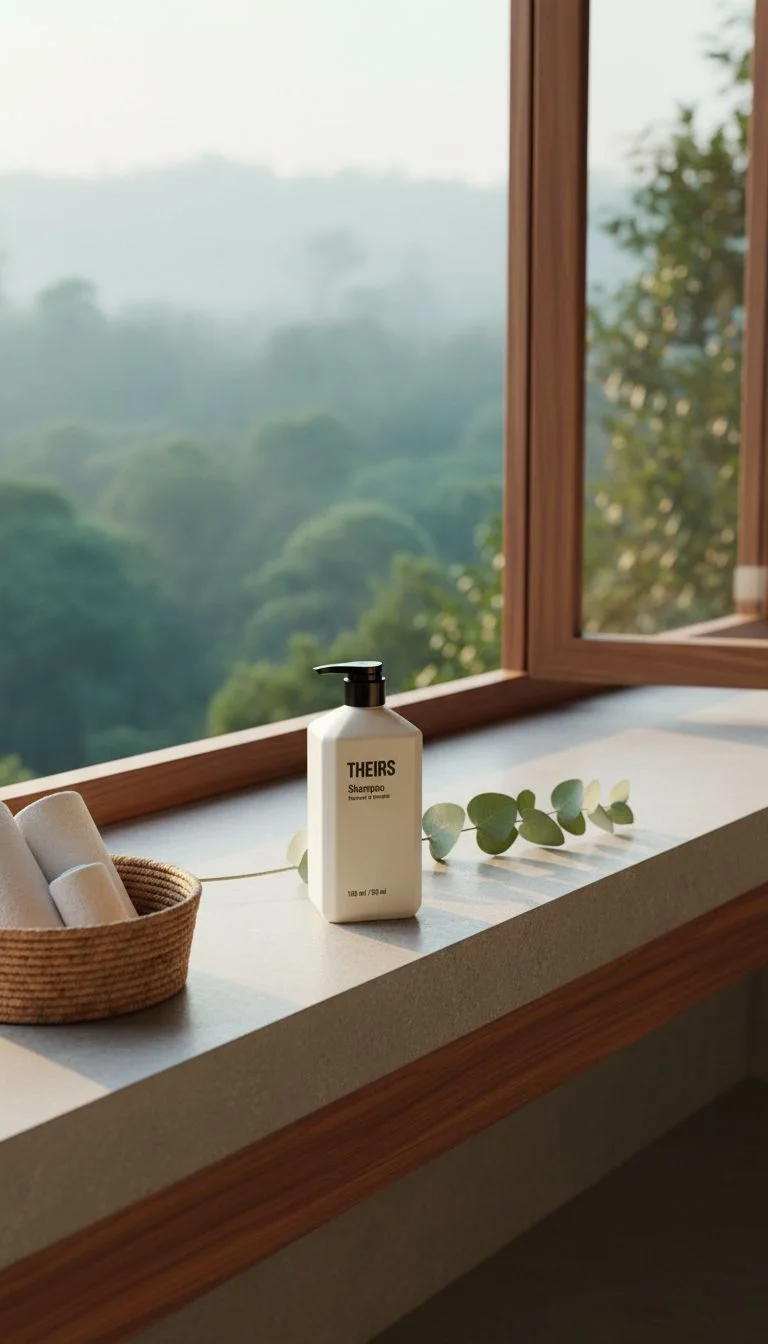 Shampoo lifestyle creative with natural window light