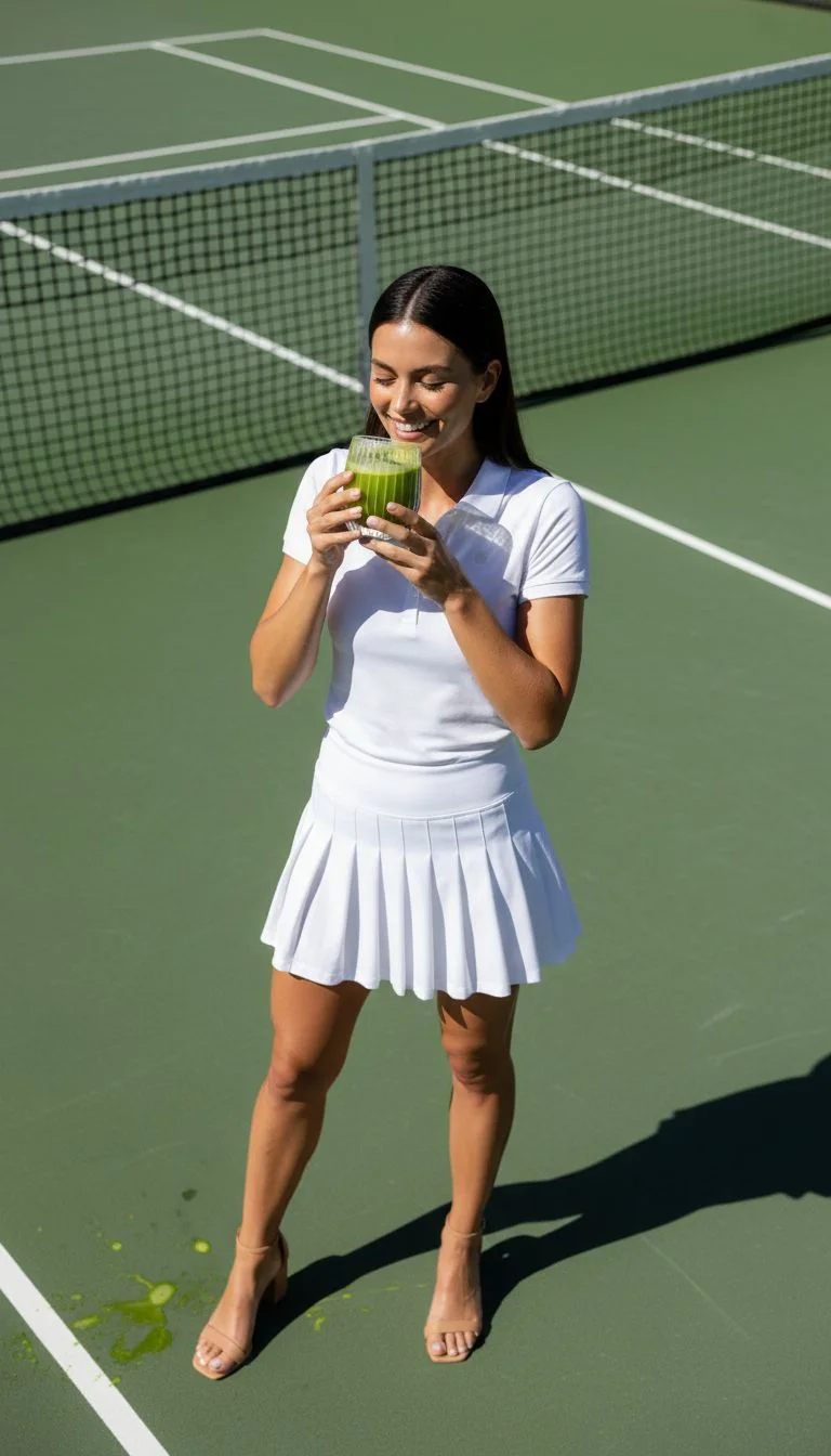 Detail from Adhalla’s tennis and matcha creative collection